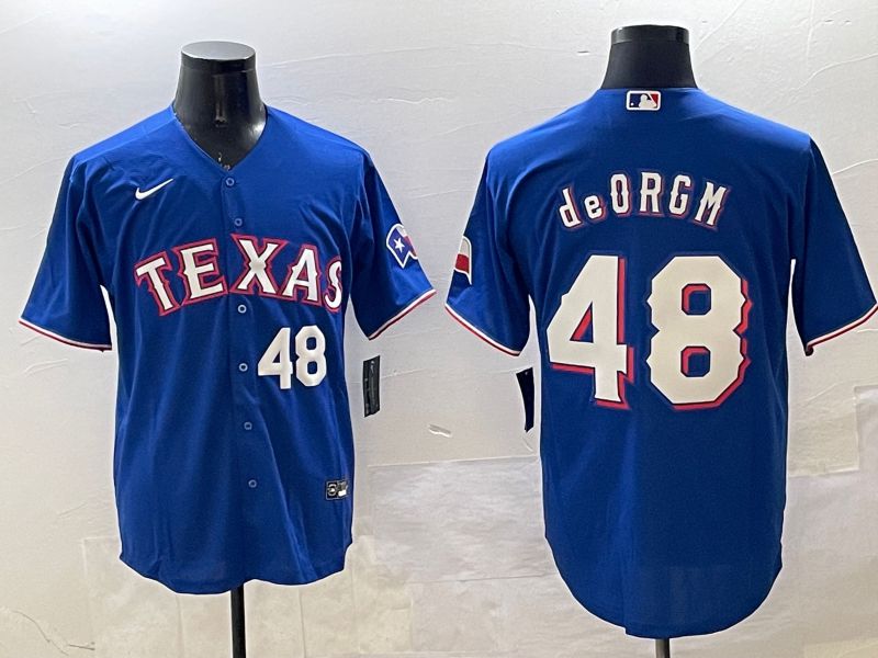 Men Texas Rangers #48 Degrom Blue Game 2025 Nike MLB Jersey style 4